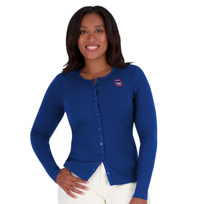Chicago Cubs WEAR by Erin Andrews Women's Rib Button-Up Sweater - Royal