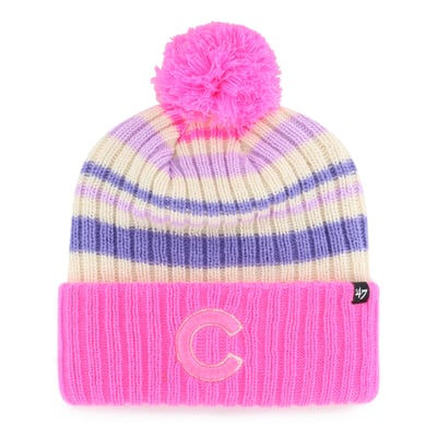 Chicago Cubs '47 Youth Snow Fort Cuffed Knit Hat with Pom - Pink