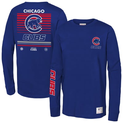 Chicago Cubs Mitchell & Ness Youth Triple Play Long Sleeve T-Shirt - Royal