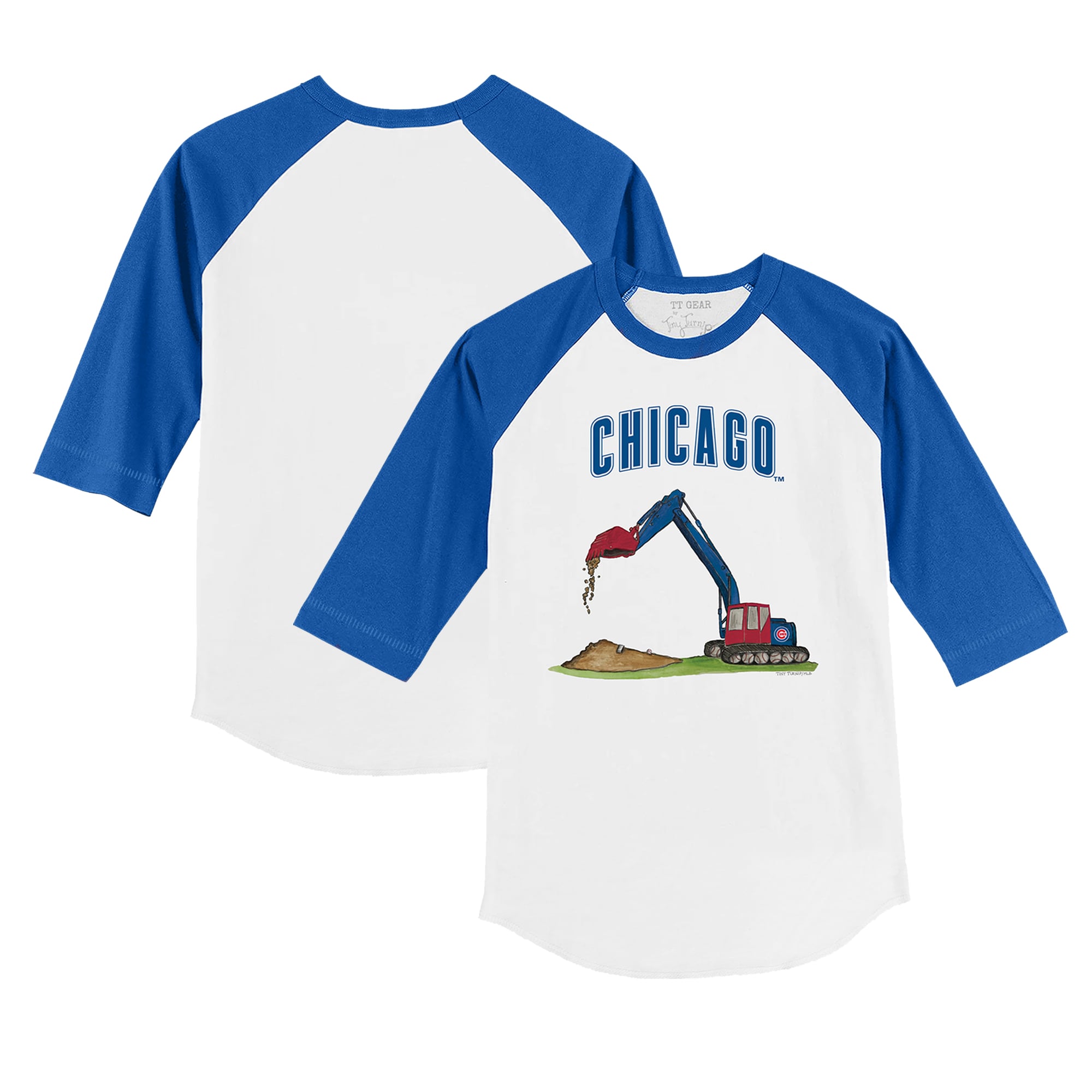 Youth Chicago Cubs Tiny Turnip White/Royal Excavator 3/4-Sleeve Raglan ...