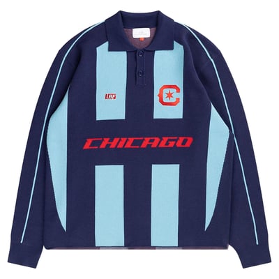 Chicago Fire Live Breathe Futbol Unisex Rossi Long Sleeve Knit Polo - Light Blue
