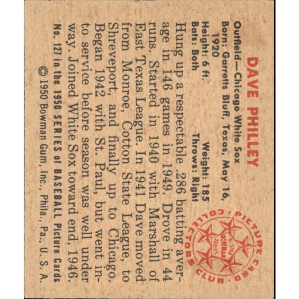 1950 Bowman #127 Dave Philley