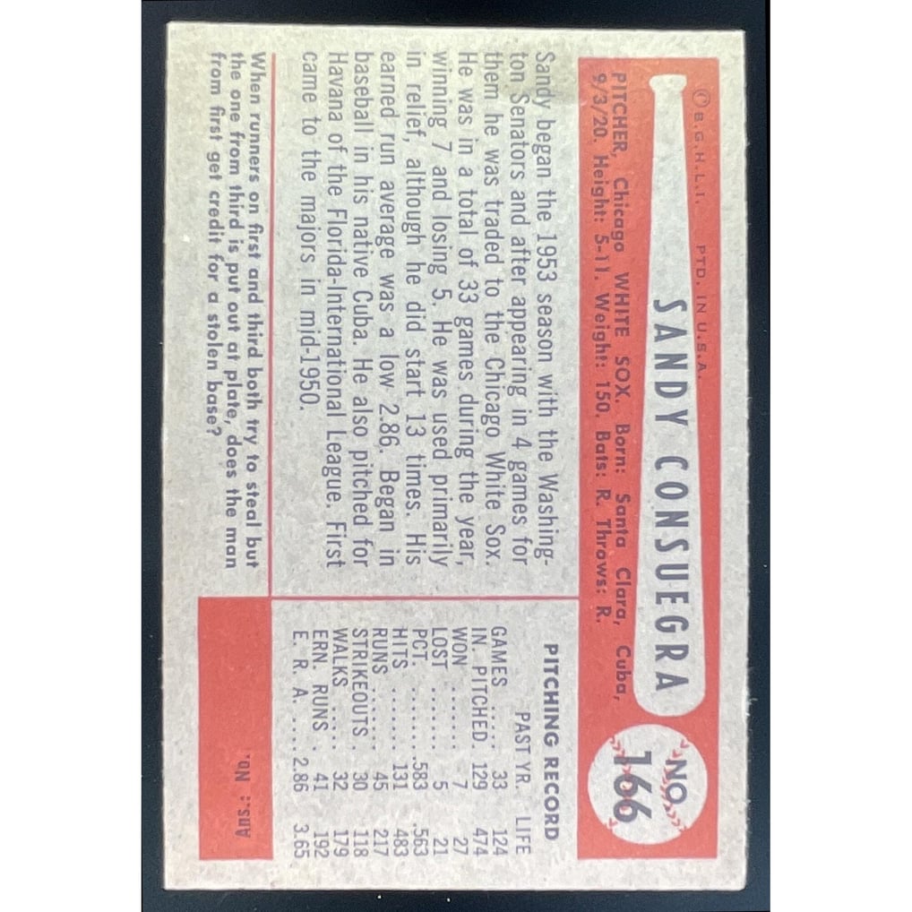 1954 Bowman #166 Sandalio Consuegra