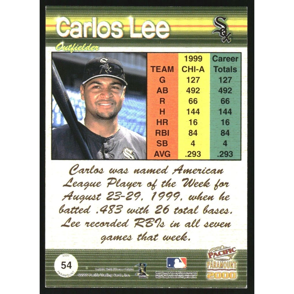 2000 Paramount Holographic Silver #54 Carlos Lee