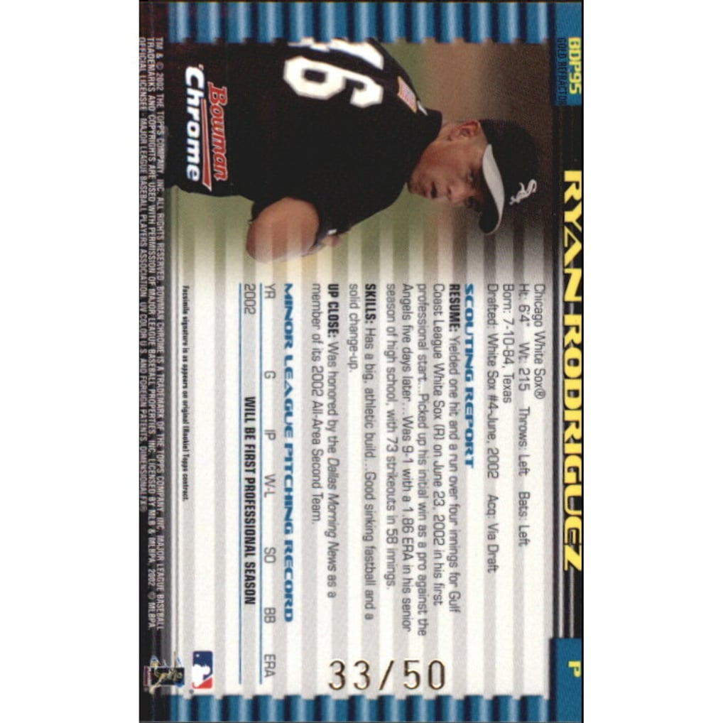 2002 Bowman Chrome Draft Gold Refractors #95 Ryan Rodriguez