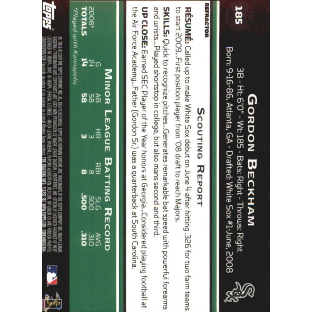 2009 Bowman Chrome Refractors #185 Gordon Beckham
