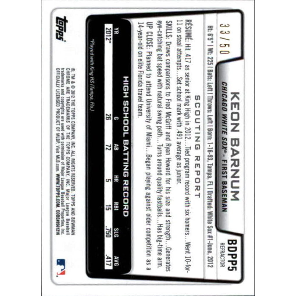 2012 Bowman Chrome Draft Draft Picks Gold Refractors #BDPP5 Keon Barnum