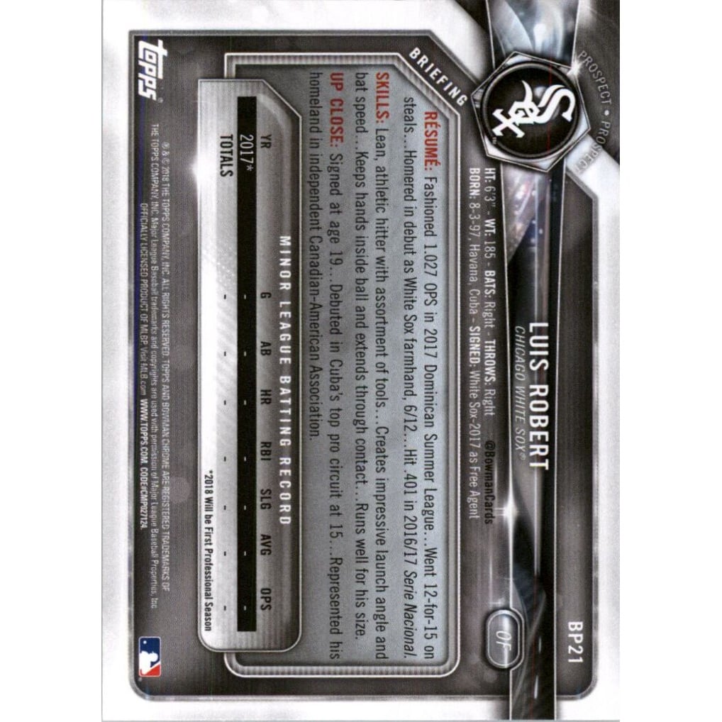 2018 Bowman Prospects #BP21 Luis Robert