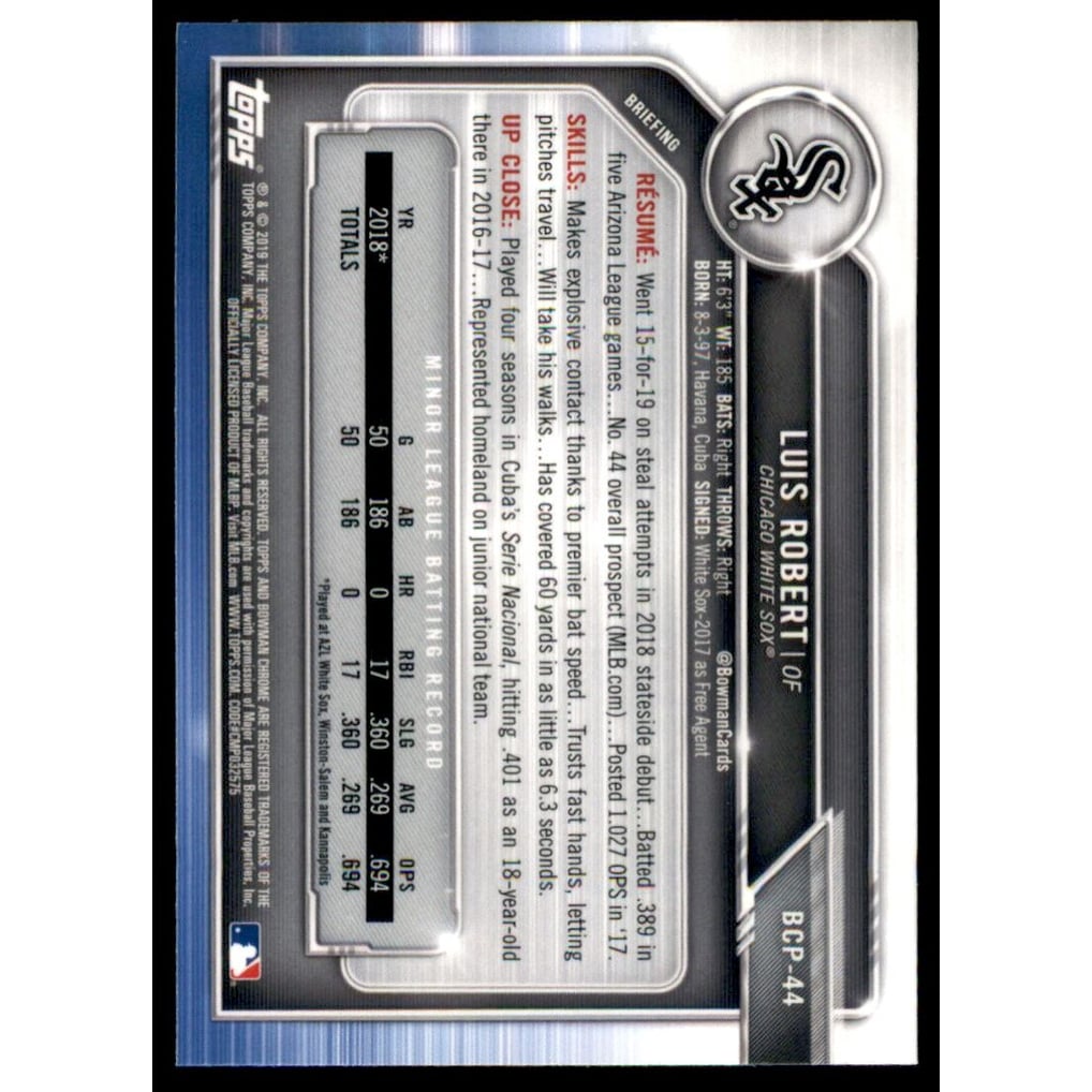 2019 Bowman Chrome Prospects #BCP44 Luis Robert