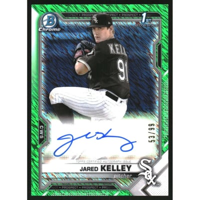 2021 Bowman Chrome Prospect Autographs Green Shimmer Refractors #CPAJK Jared Kelley