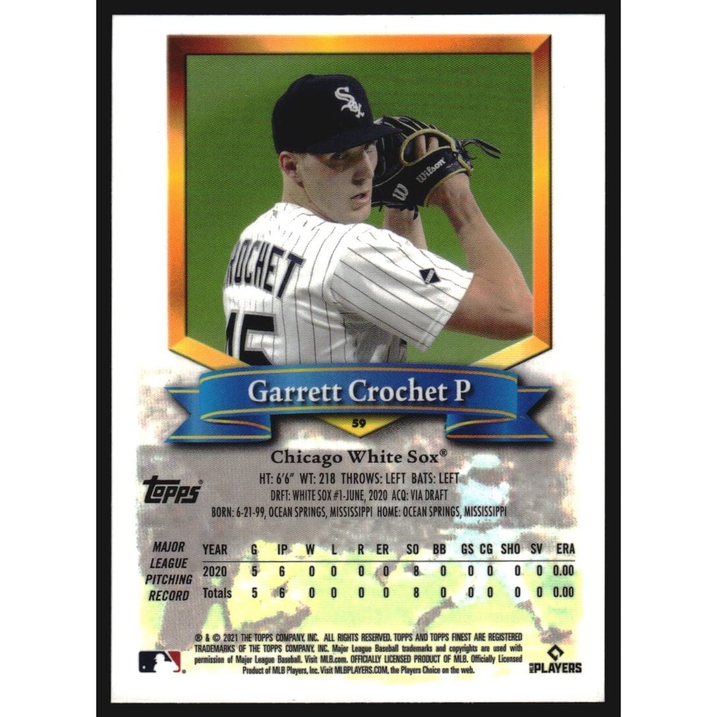 2021 Finest Flashbacks #59 Garrett Crochet RC