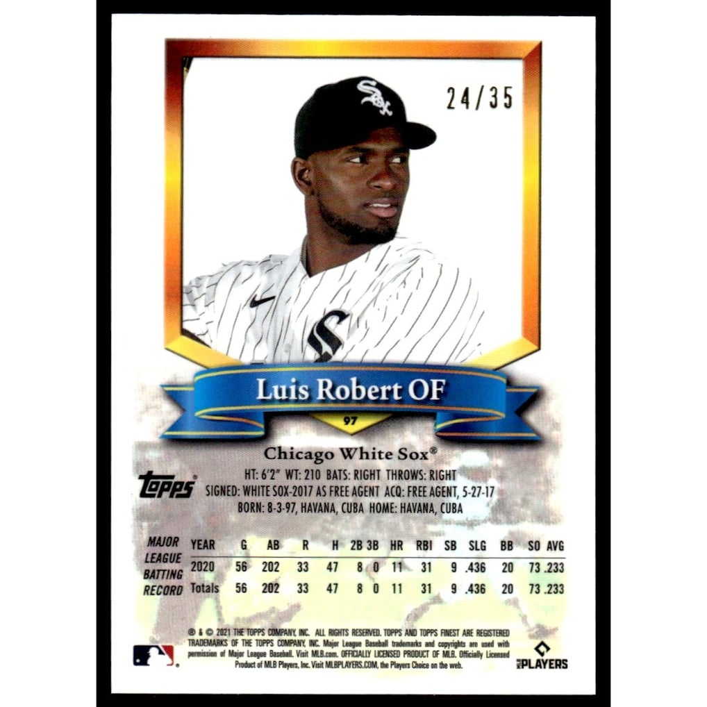 2021 Finest Flashbacks Prism Refractors #97 Luis Robert