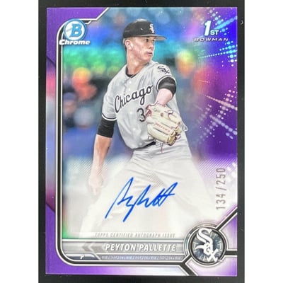 2022 Bowman Draft Chrome Pick Purple #CDA-PP Peyton Pallette RC Auto /250