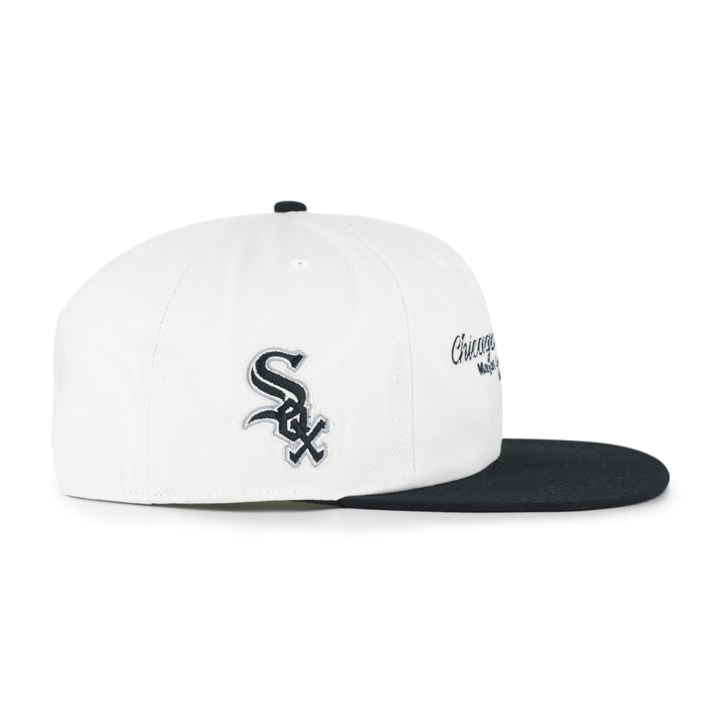 Chicago White Sox '47 Script Stack Relaxed Captain Snapback - White/Black