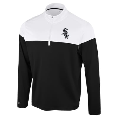 Chicago White Sox Antigua Hinder Quarter-Zip Pullover - Black/White