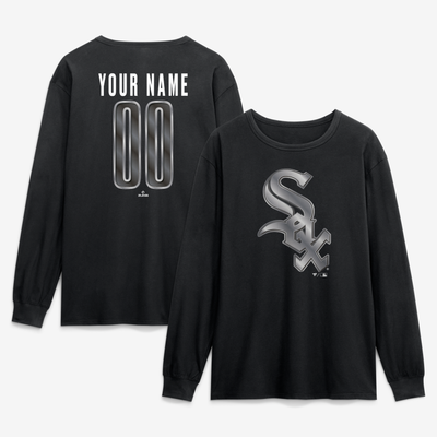 Chicago White Sox  Forged Mascot Personalized Name & Number Long Sleeve T-Shirt - Black