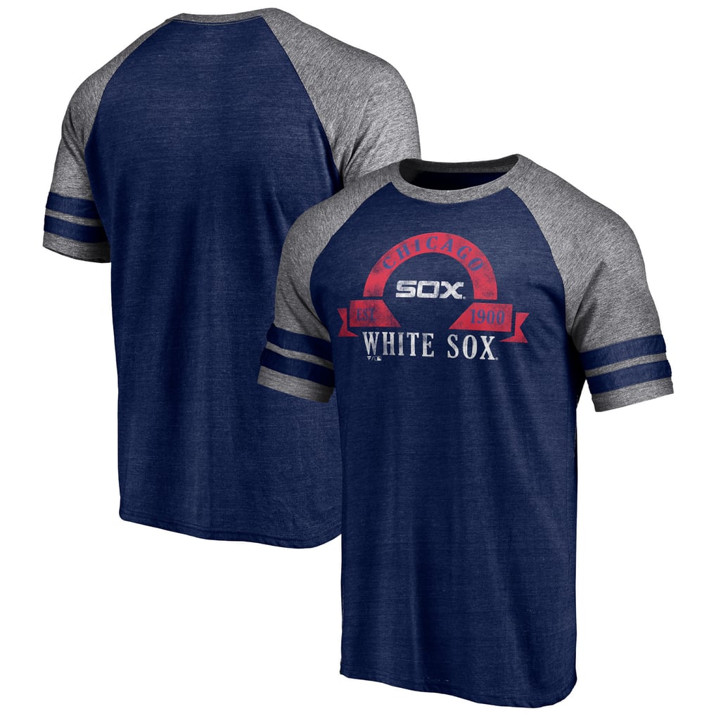 Chicago White Sox Fanatics Utility Two-Stripe Raglan Tri-Blend T-Shirt - Heather Navy