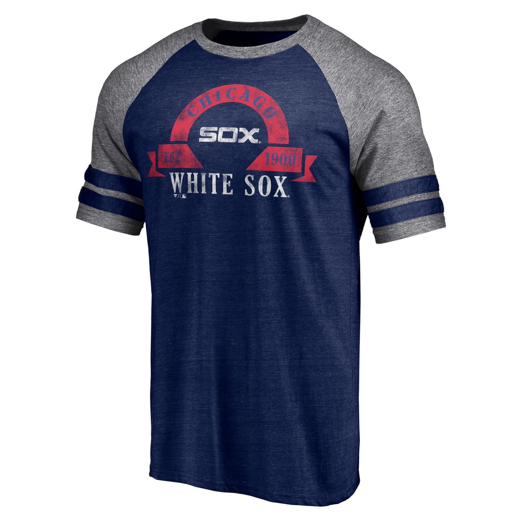 Chicago White Sox Fanatics Utility Two-Stripe Raglan Tri-Blend T-Shirt - Heather Navy