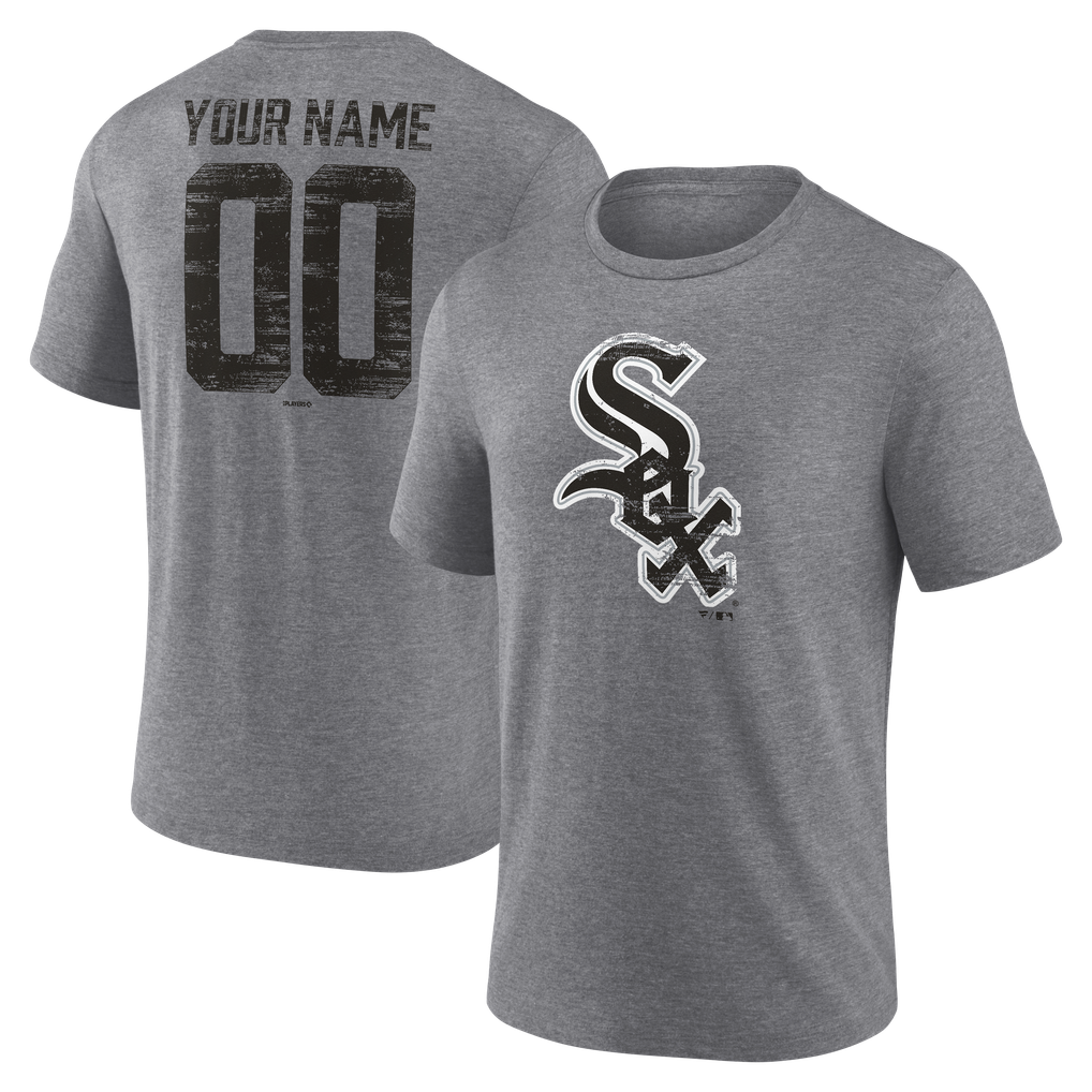  Chicago White Sox Heritage Personalized Any Name & Number Tri-Blend T-Shirt - Gray