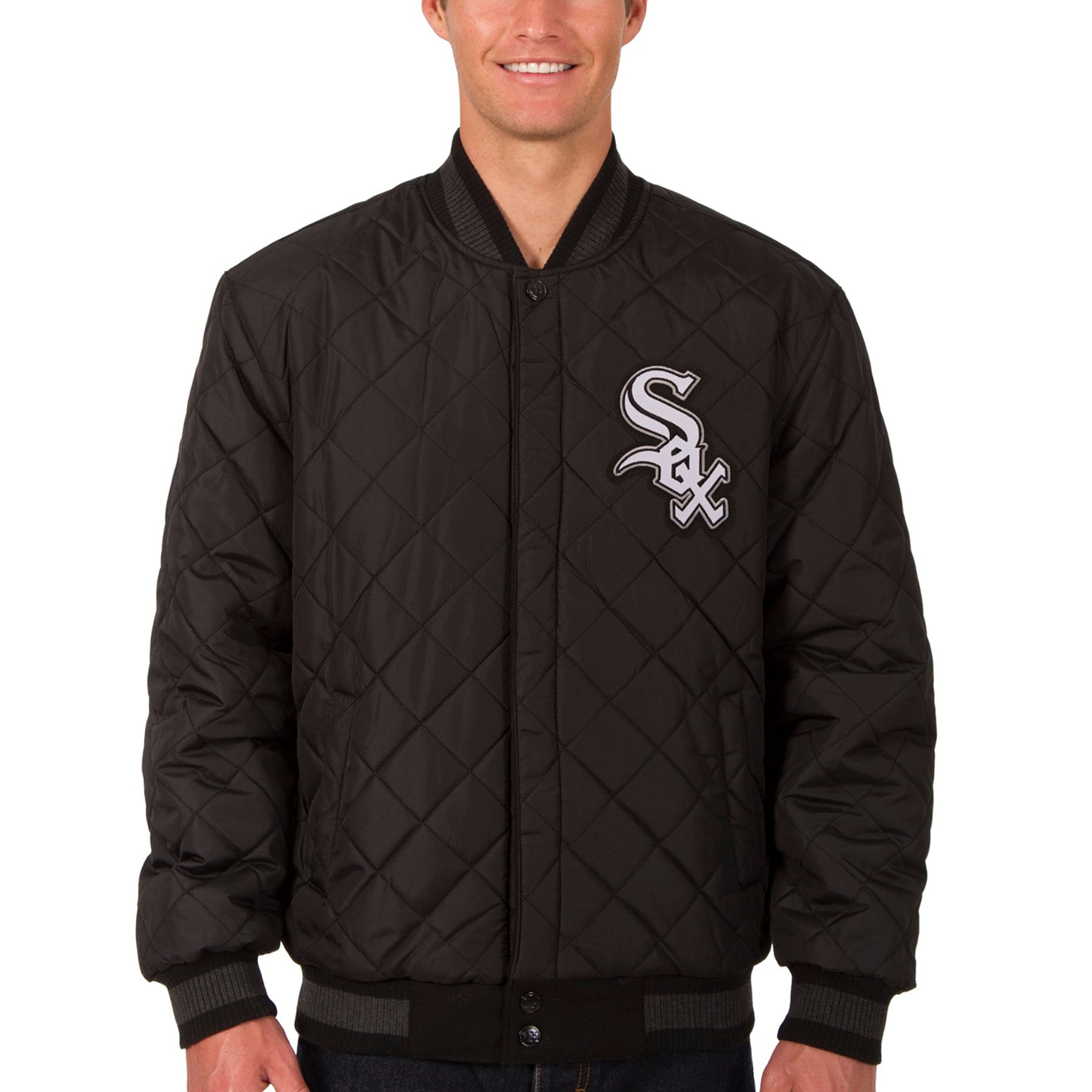 Chicago White Sox JH Design Wool & Leather Reversible Jacket - Black