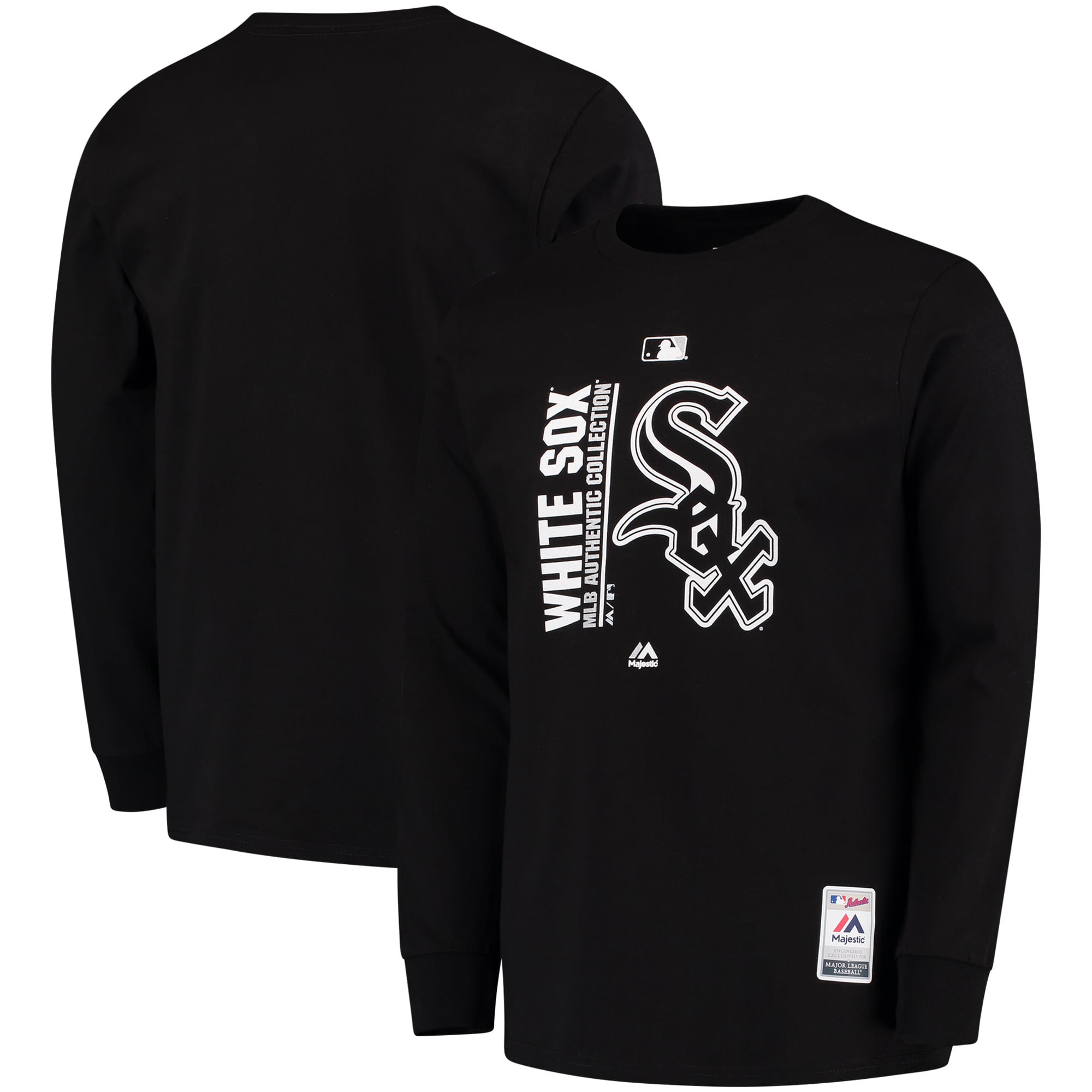 【MLB シャツ】Majestic シカゴホワイトソックス モックネック Men's Chicago White Sox Majestic Black Authentic Team Icon Long