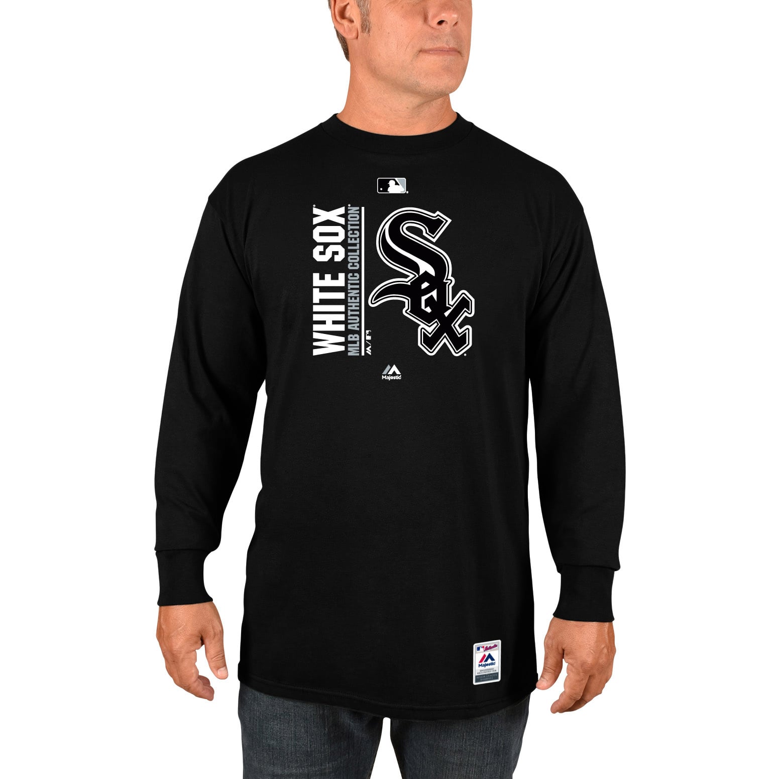 Men's Chicago White Sox Majestic Black Authentic Team Icon Long