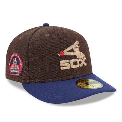 Chicago White Sox New Era Cooperstown Collection Brushed Patch Low Profile 59FIFTY Fitted Hat - Dark Brown/Navy