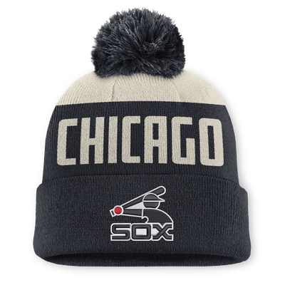  Chicago White Sox Nike Cooperstown Collection Peak Standard Cuffed Knit Hat with Pom - Natural/Black