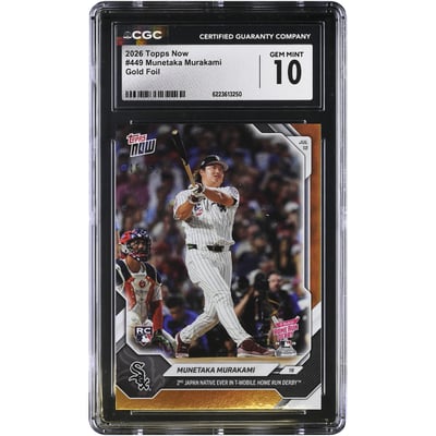Munetaka Murakami Chicago White Sox 2026 Topps Now Gold Foil #449 #/50 CGC Authenticated GEM MINT 10 Rookie Card