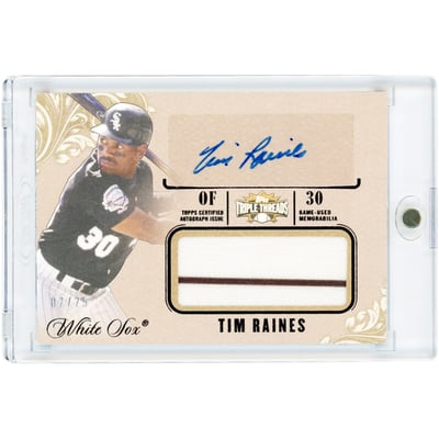 Tim Raines Chicago White Sox Autographed 2014 Topps Triple Threads Unity Jumbo Game Used Dual-Color Jersey Relic #TAJR-TRA #2/25 Card