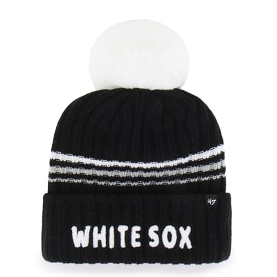 Chicago White Sox '47 Women's Fuzzy Script Cuffed Knit Hat with Pom - Black
