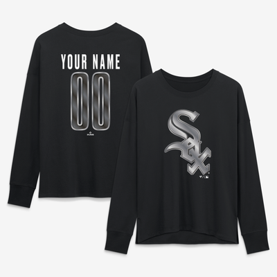 Chicago White Sox Women's Forged Mascot Personalized Name & Number Long Sleeve T-Shirt - Black