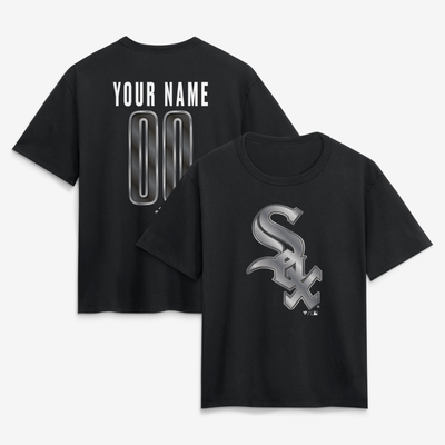 Chicago White Sox Women's Forged Mascot Personalized Name & Number T-Shirt - Black