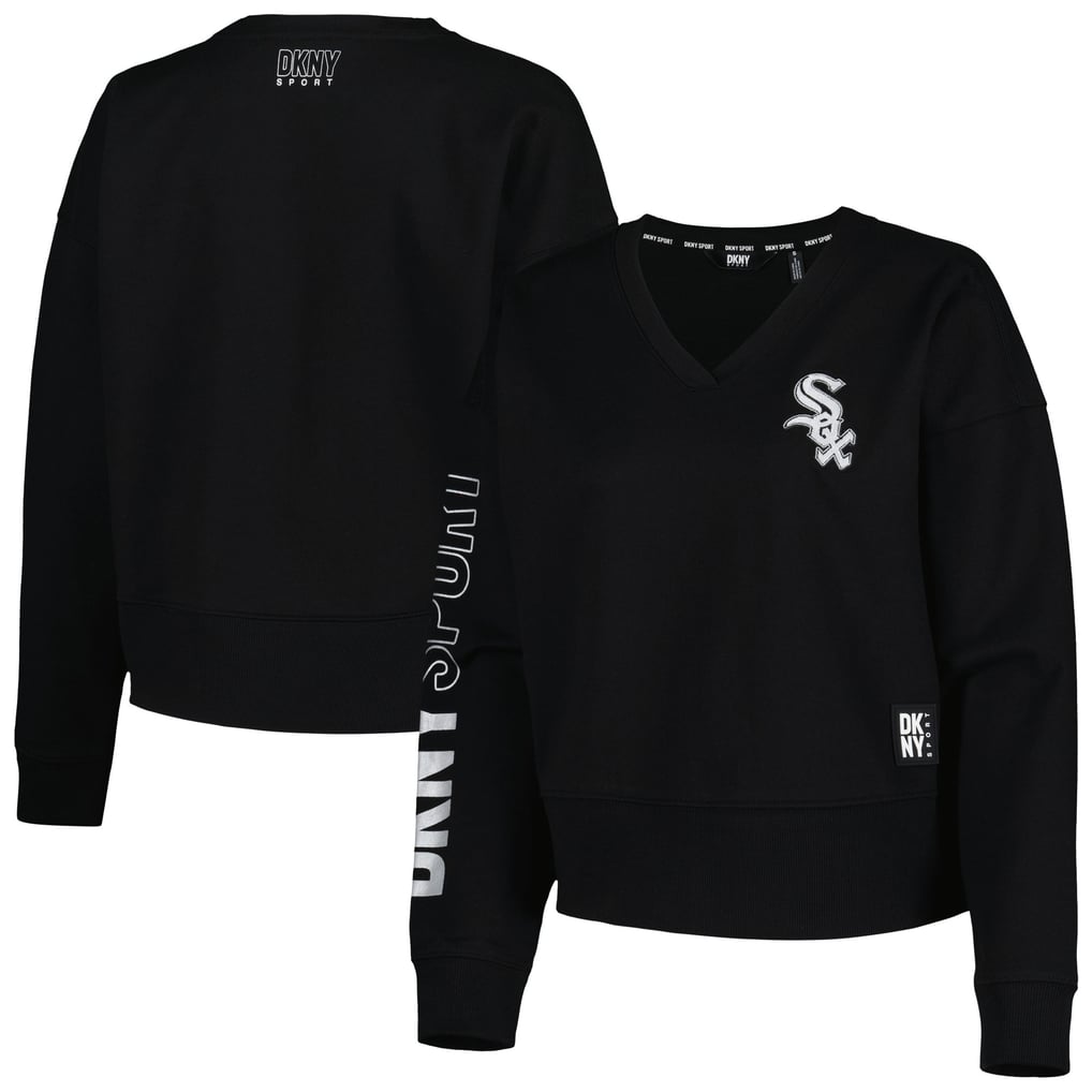 Chicago White Sox DKNY Sport Women's Lily V-Neck Pullover Sweatshirt - Black