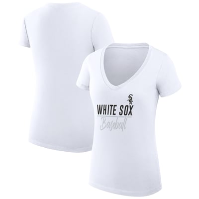 Chicago White Sox G-III 4Her by Carl Banks Women's Super-Slim Fit Lightweight Team Graphic V-Neck T-Shirt - White