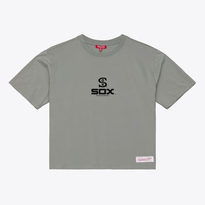Chicago White Sox Mitchell & Ness Women's Core Essentials Boxy Crop T-Shirt - Gray
