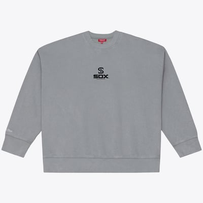 Chicago White Sox Mitchell & Ness Women's Core Essentials Micro Logo Fleece Sweatshirt - Gray
