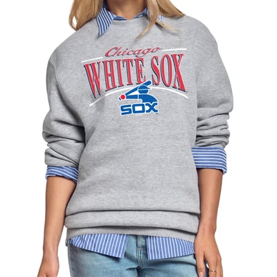 Chicago White Sox Starter Women's Arch Stripe Fleece Sweatshirt - Gray