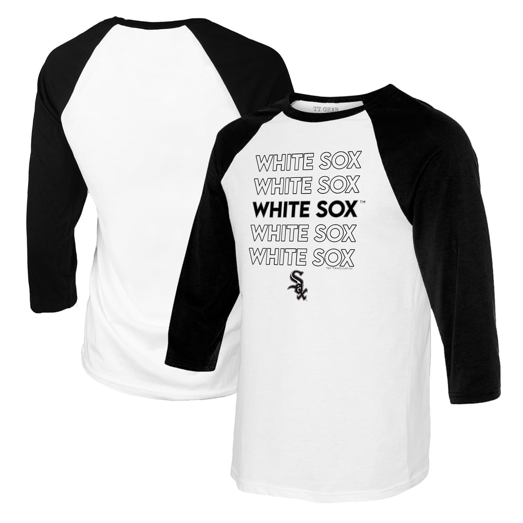 Chicago White Sox Tiny Turnip Women's Stacked 3/4-Sleeve Raglan T-Shirt - White/Black