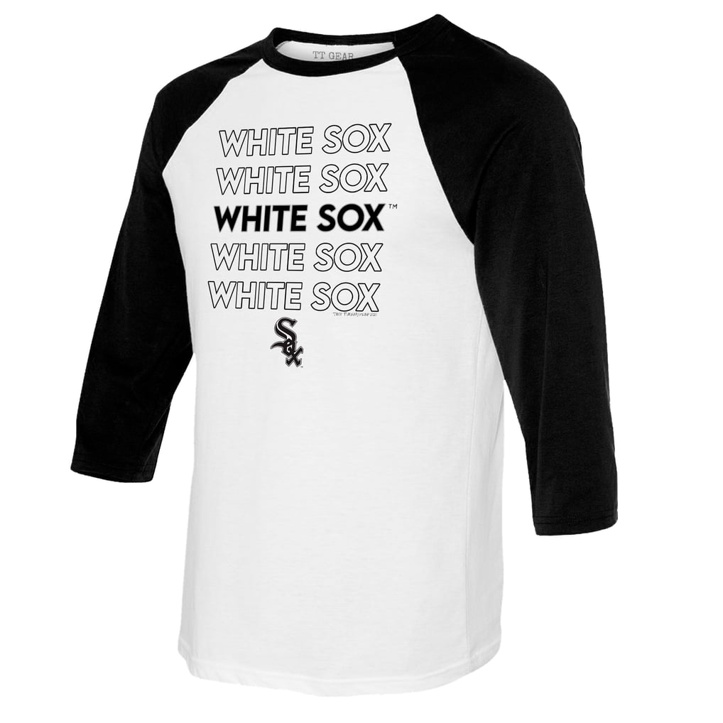 Chicago White Sox Tiny Turnip Women's Stacked 3/4-Sleeve Raglan T-Shirt - White/Black