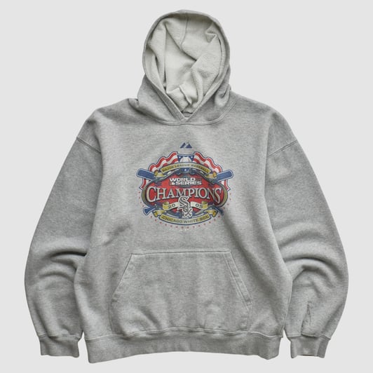 World Series Majestic 2005 Hooded Pullover Sweatshirt - Heather Gray - XS by Fanatics Real Vintage