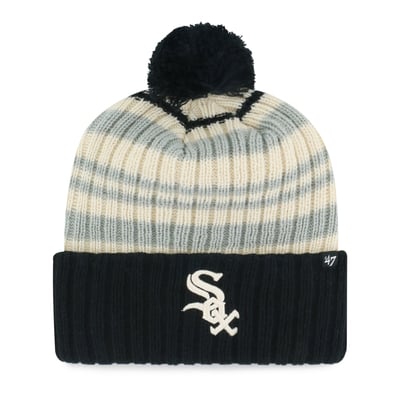Chicago White Sox '47 Youth Snow Fort Cuffed Knit Hat with Pom - Black