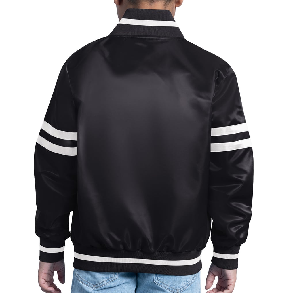  Chicago White Sox Starter Youth Team Logo Full-Snap Satin Varsity Jacket - Black