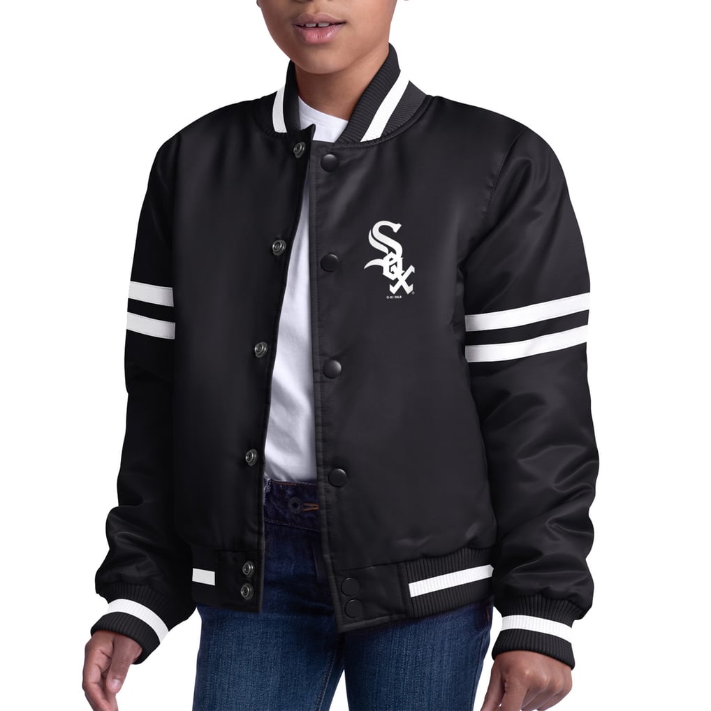  Chicago White Sox Starter Youth Team Logo Full-Snap Satin Varsity Jacket - Black
