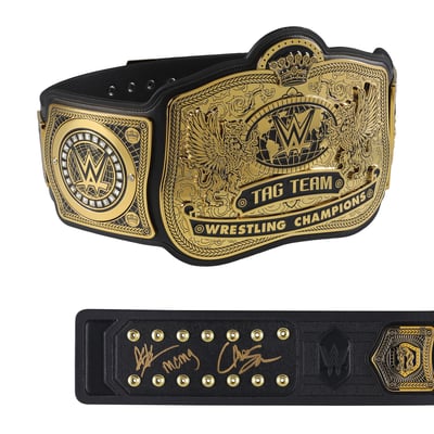 Chris Sabin & Alex Shelley WWE Autographed WWE Tag Team Championship Replica Title Belt with "MCMG" Inscription
