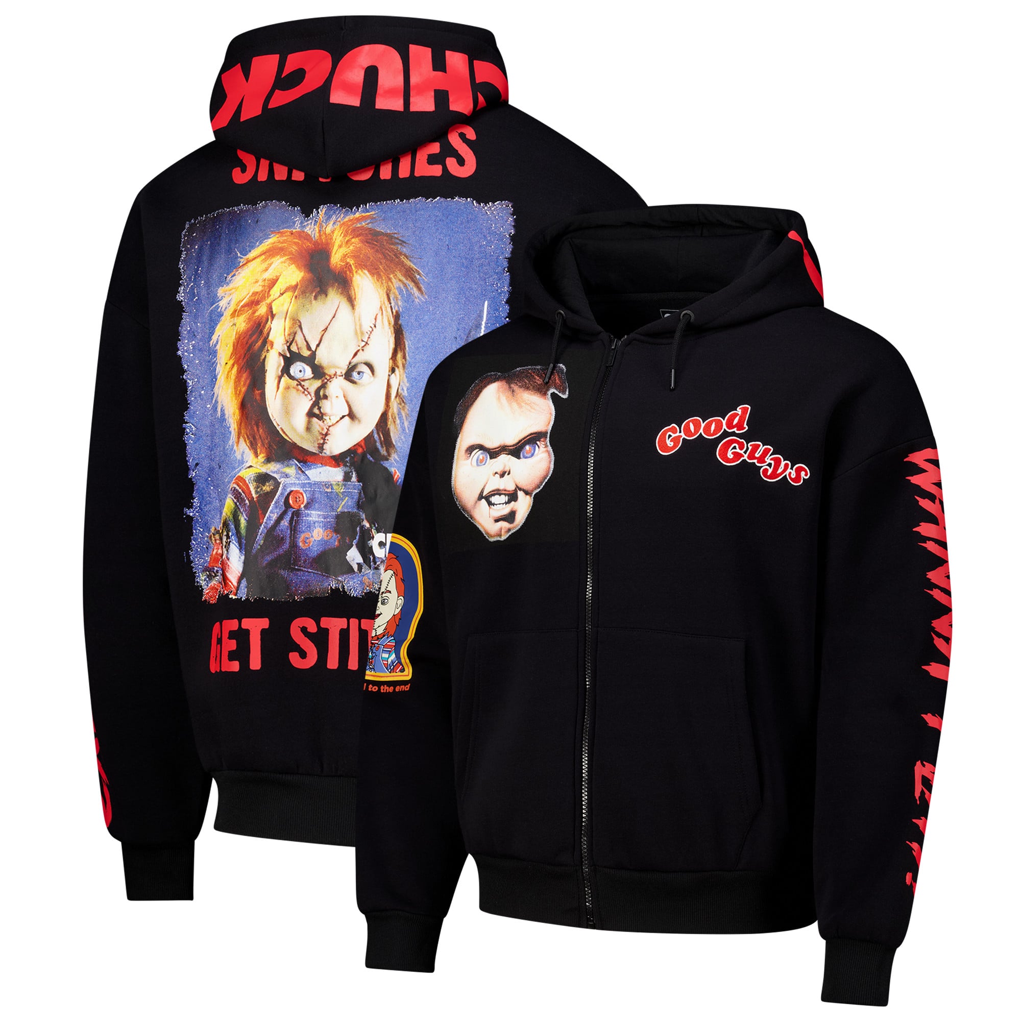 Chucky Reason Unisex Wanna Play Full-Zip Hoodie - Black