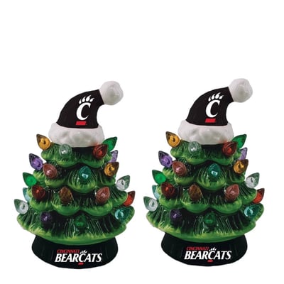 Cincinnati Bearcats 2-Pack 4" Ceramic LED Christmas Tree Set