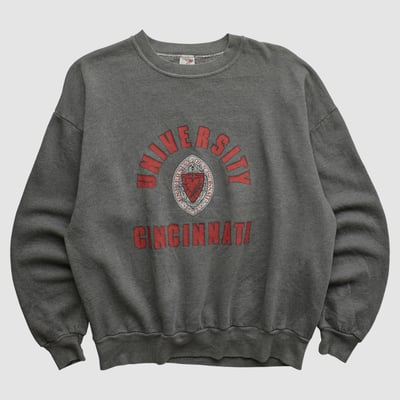 Cincinnati Bearcats Jerzees 90s Pullover Sweatshirt - Dark Heather Gray - M by Fanatics Real Vintage