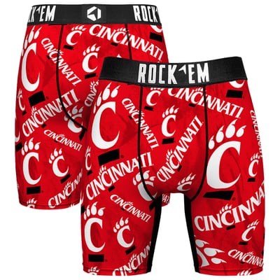  Cincinnati Bearcats Rock Em All Over Logo Boxer Briefs - Red