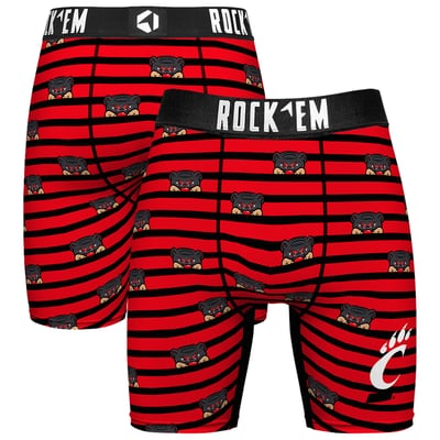  Cincinnati Bearcats Rock Em Mascot Stripes Boxer Briefs - Red